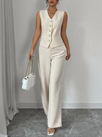 🌸Stijlvolle V-Hals Set met Taille Strik