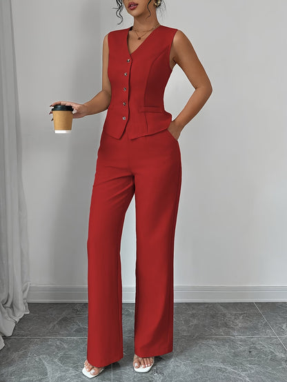 🌸Stijlvolle V-Hals Set met Taille Strik
